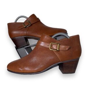 Clarks Maypearl Milla Leather Heeled Booties Brown 20701 Women's 9.5M